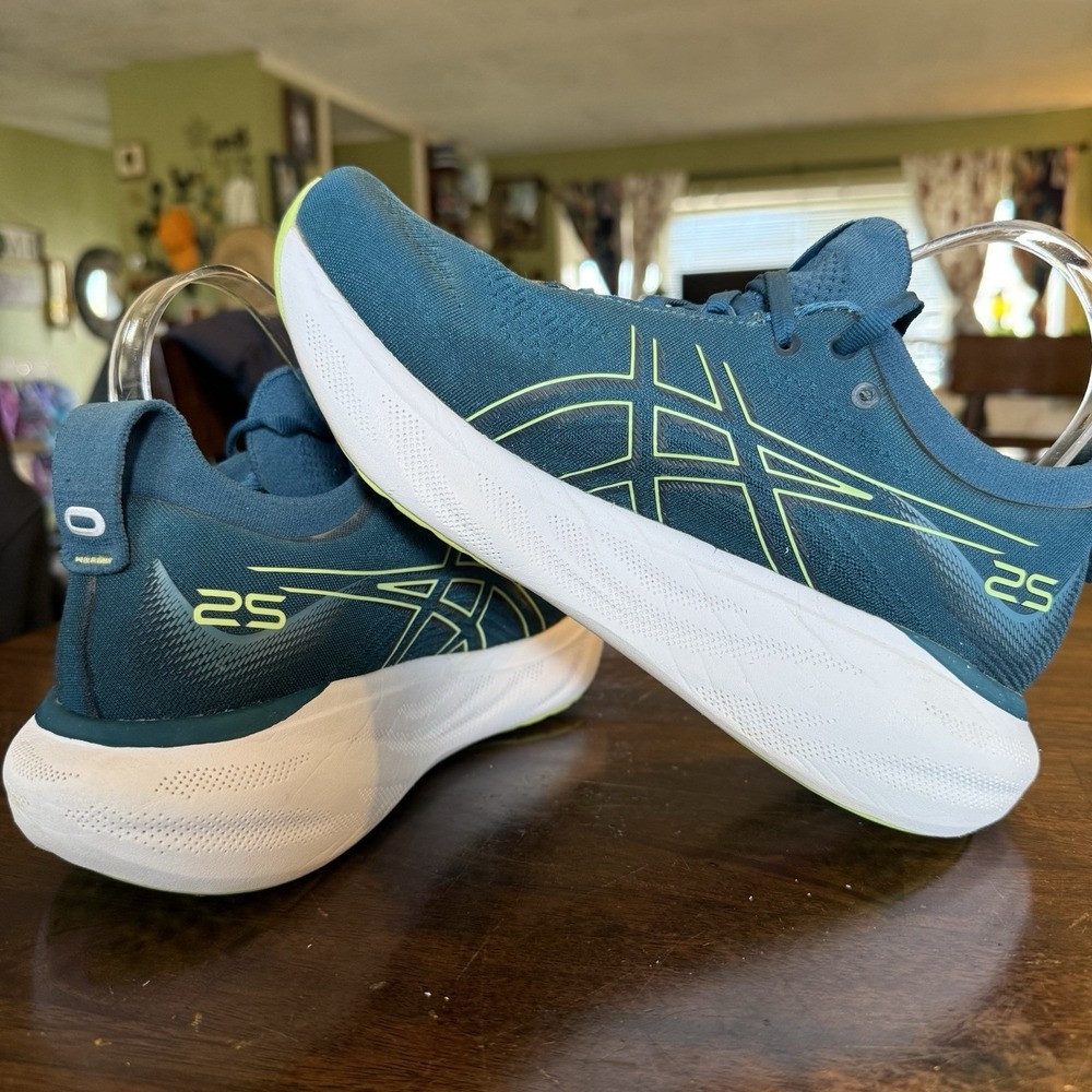 Women's ASICS Gel-Nimbus 25 Ink Teal/Lime Running Shoes USA Women's 7.5 EUC - Picture 11 of 15